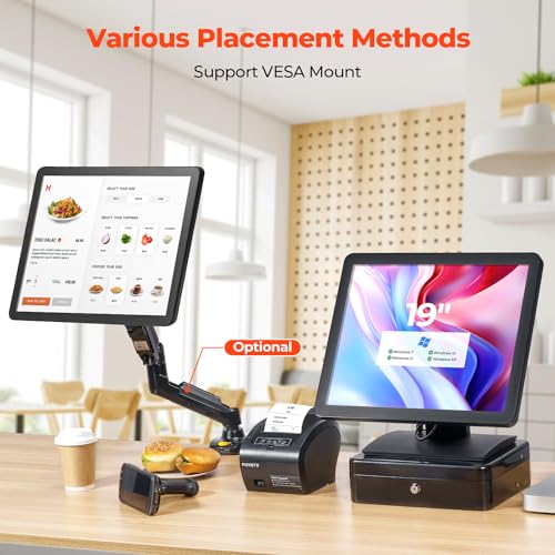 Image of MUNBYN 19-inch POS-Touchscreen-Monitor, LED Backlit Multi-Touch-Screen-Monitor, HDMI /VGA Capacitive Display, True Flat Seamless Design for Retail, Restaurant, Bar, Gym, 2Y Protection