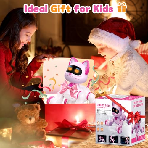 Robot Cat Interactive Toys for Girls: Remote Control Electronic Pink Kitty Pets - Robotic Can Dancing Touch Programmable Mechanical Cat for Kids Age 4-9 Christmas/Birthday Surprise Gifts - Image 8