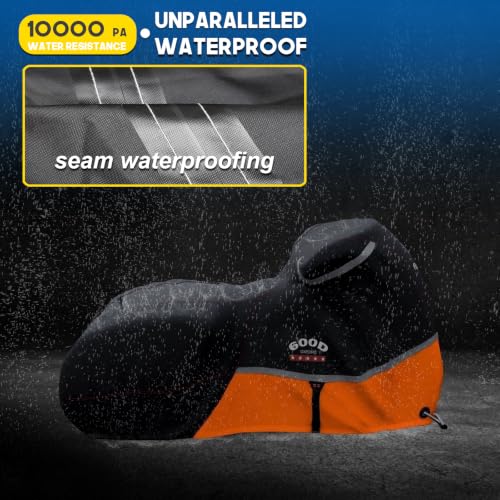 Image of Motorcycle Cover 600D Waterproof for Touring Models Harley Davidson Road King,Road Glide,Street Glide, Electra Glide,Low Rider-ST Indoor & Outdoor Storage Black /Orange