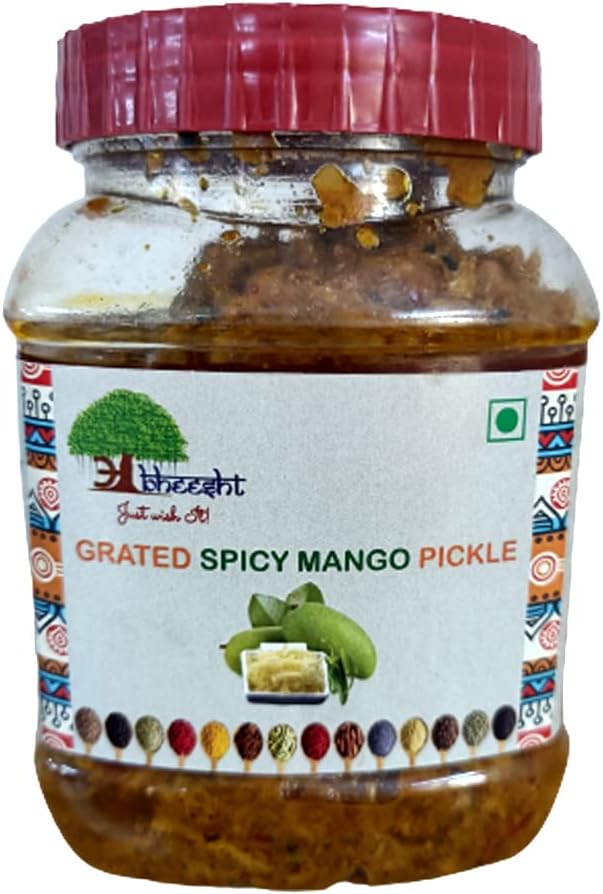 Abheesht Grated Spicy Mango Pickle 400g | Homemade Traditional Achar | Candy aam ka Achar | Pickles in Mustard Oil