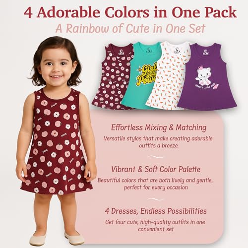 Image of CLAP Baby Girl's Midi Dress (Pack of 4)