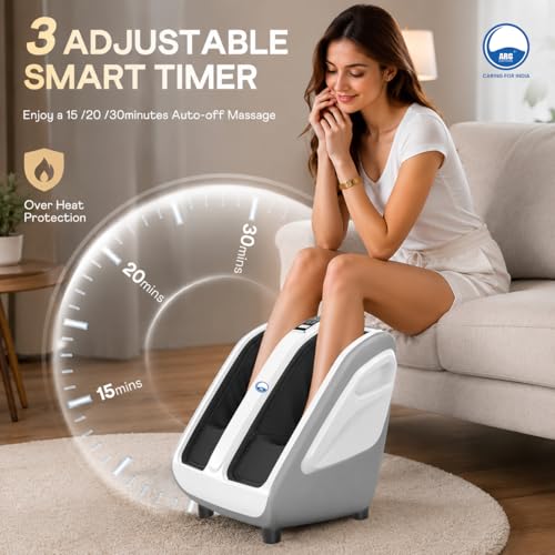 Image of ARG AROGYA Leg, Foot & Calf Massager with Air Compression, Roller & Heating | 3 Intensity Levels & 3 Modes | Air Bag Foot, Leg Massager for Pain Relief, Relaxation & Better Blood Circulation (White)