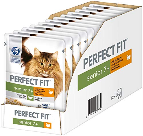 Perfect Fit Senior - Nourriture pour chat âgé à partir de 7 ans - Prend en charge la santé, la nourriture humide et la nourriture sèche dans différents types - (12x85g)