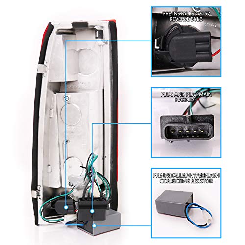 Amerilite Clear Red Led, Halogen, Replacement Tail Lights Set For Chevy Gmc;Pickup Truck Ck 1500 2500 3500 - Passenger And Driver Side, Vehicle Light Assembly, Red #TOP4