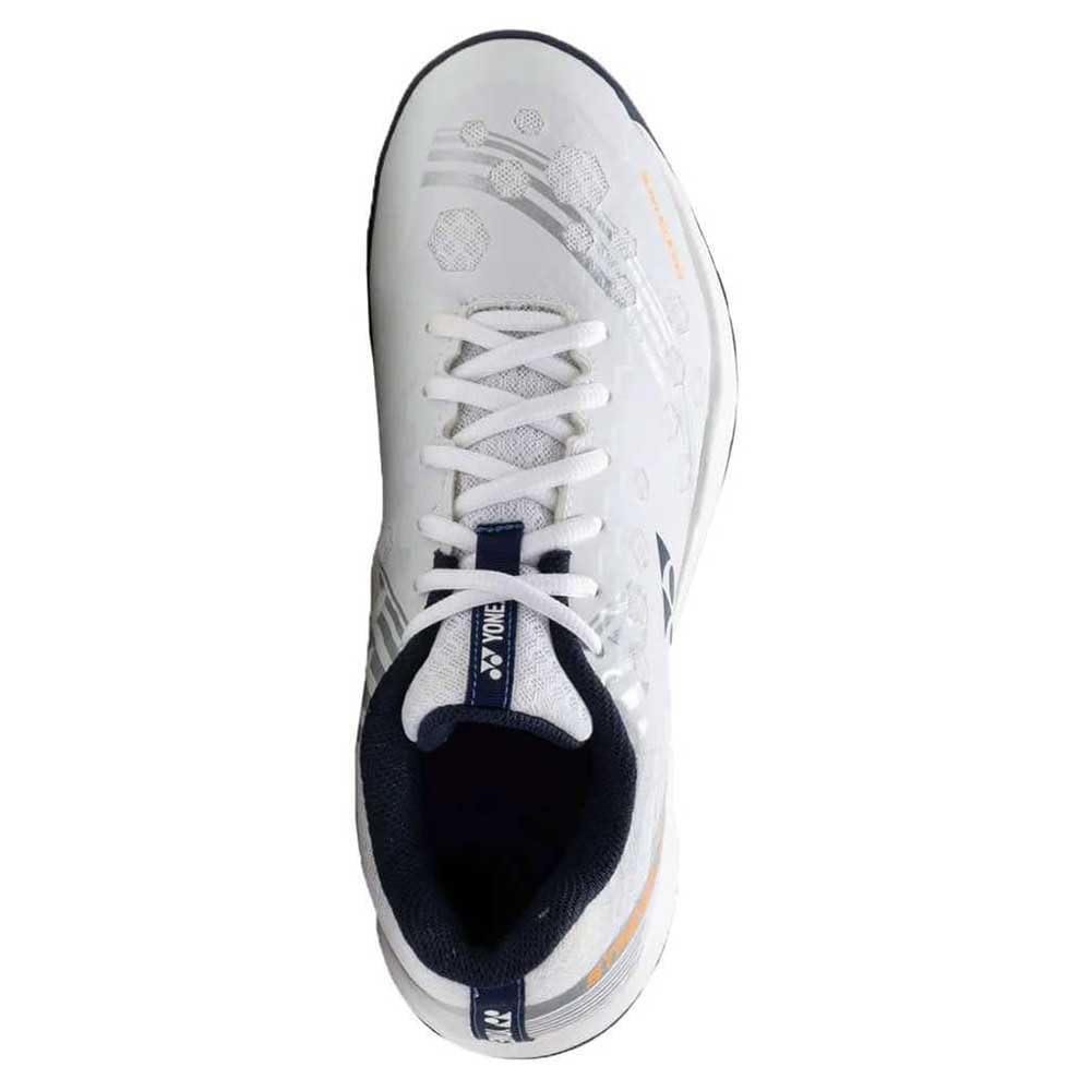 YONEX Power Cushion Strider Beat Badmintonschuhe, Weiß/Orange, SHBSB1