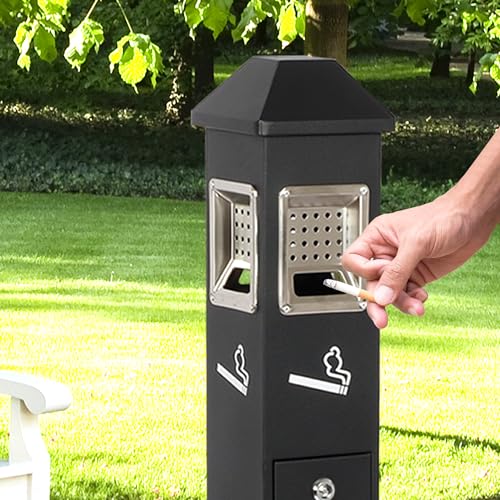 Image of Trash Receptacle Outdoor, Commercial Trash Can with Removable Inner Bucket, Easy to Clean, All-Metal Construction, Garbage Trash Bin for Porch /Guest Areas /Office /Balcony