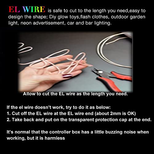 Image of dobestyou 10 Packs of 9ft /2.75m Waterproof El Wire, Strong Flexibility, Corrosion Resistance, Battery Controllers Included