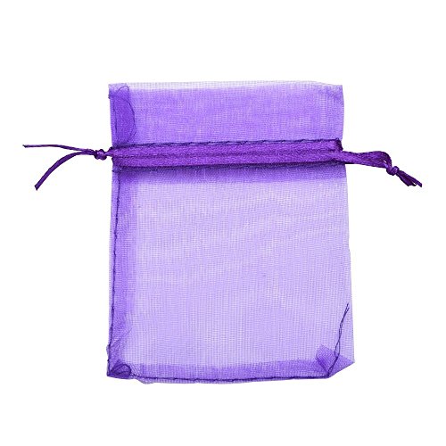 Pochette/Poche/Sac/Case/Sachet Rouge en Organza pour Cadeau, Mariage et Bijou, Paquet de 100 (Violet)