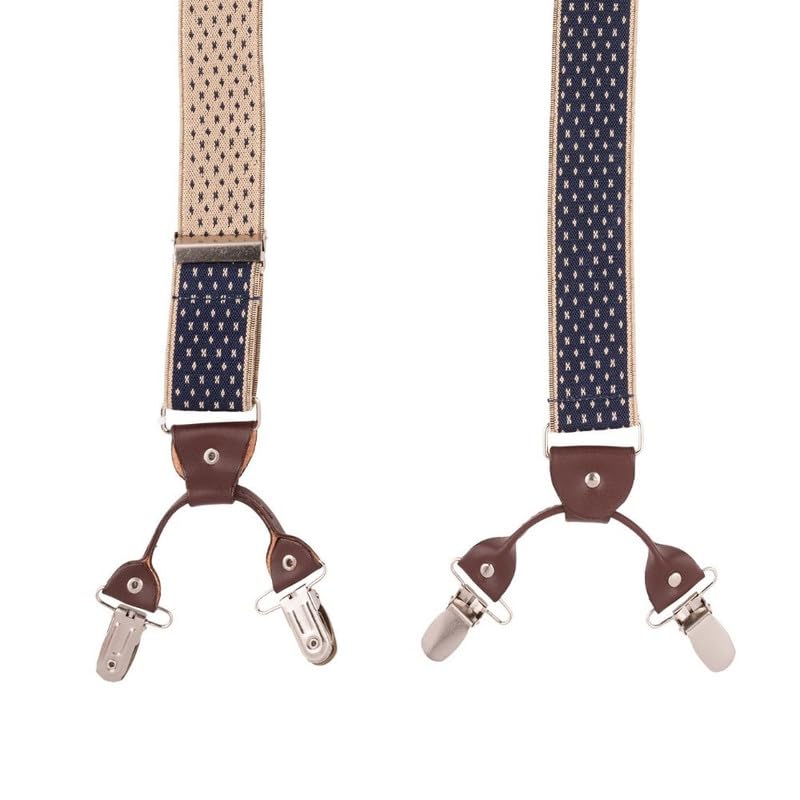 Image of The Tie Hub Suspenders for Men Elastic Adjustable Y Back Braces with Strong Metal Clips for Wedding Formal Office Wear