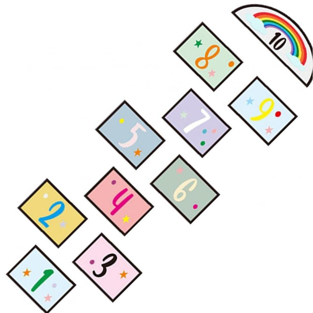 Kids Hopscotch Floor Sticker Removable Digital Wall Sticker Self-Adhesive Lattice Floor Stickers for Nursery Bedroom Decor
