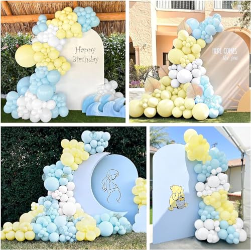 Image of ARV ZONE Yellow Blue White Balloons, 66 pcs Yellow Blue White Balloons Arch Garland Kit for Birthday Wedding Anniversary Baby Shower Valentine Welcome Party Decoration (Yellow Blue White Garland)