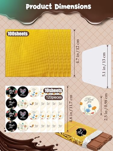 RUGVOMWM (120PCS) 6 Models Deep Chocolate Bar Mold - Food Grade Silicone Mold for Dubai Chocolate Bar Pistachio,With Recipes/Scraper/Wrapping Paper/Stickers