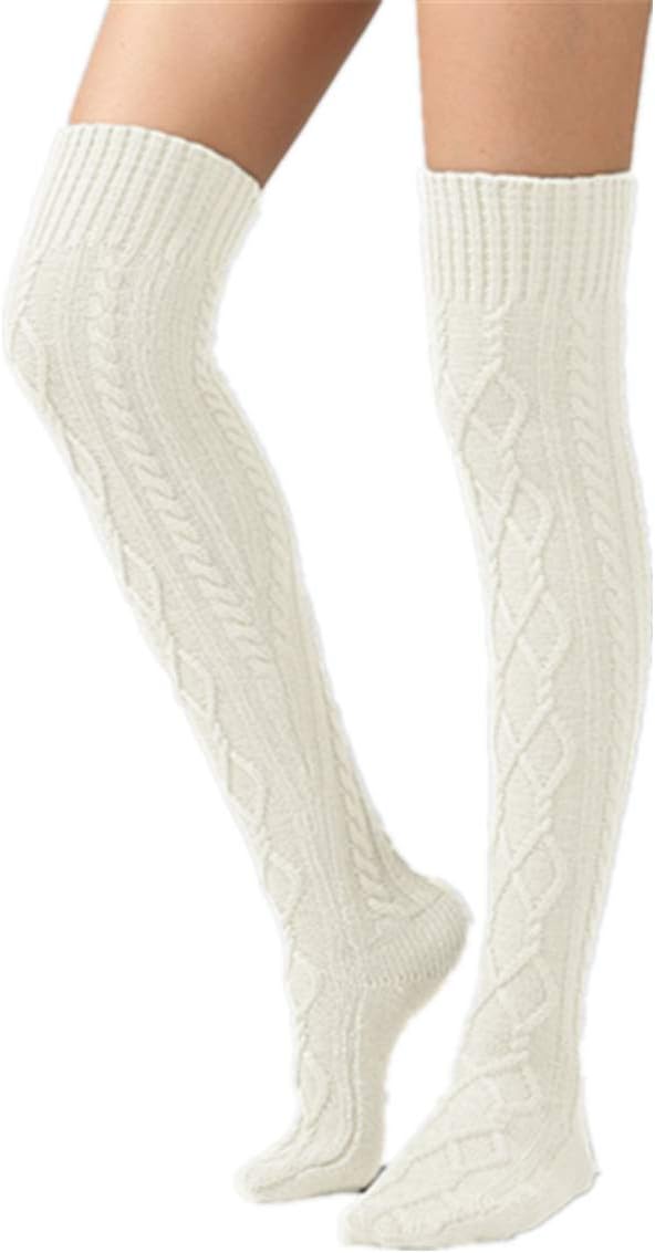Leoparts Cable Knit Thigh High Socks for Women Over the Knee Boot Socks Extra Long Leg Warmer Winter Stockings thumbnail