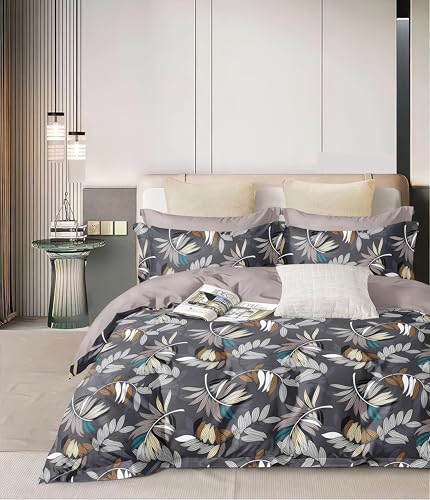 Image of 200 TC Cotton Bedsheet Set with 2 Pillow Covers | King Size Soft Breathable Wrinkle Free - Floral Printed Double Bedsheets | Bed Size 78x78x10 Inches | Pillow Covers Fit Up to 10 Inch