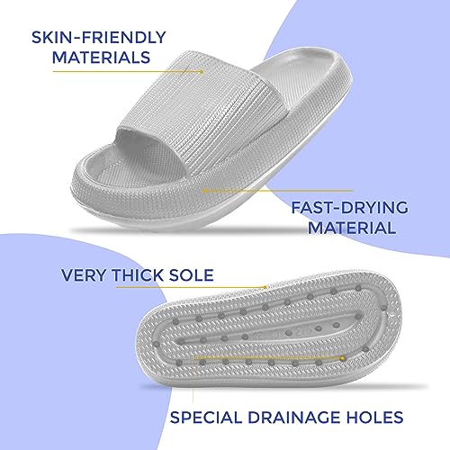 Cloud Slides For Women And Men - Comfy Non Slip Indoors Slippers For Shower Spa Pool College Outdoors Slides - Soft And Cozy Open Toe House Sandals Thick Soles4