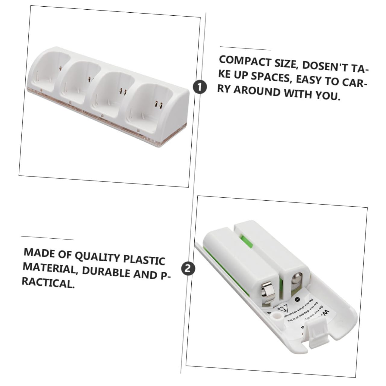 POPETPOP Adattatore per Batteria Slot Stazione di Ricarica Batteria Cavo USB Caricabatterie Compatto in Plastica Bianca Ricarica Pile Ovunque