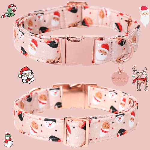 Image of Christmas Dog Collar, Cotton Collar for Puppy Girl Boy Dog or Cat, Comfortable Dog Collar with Durable Metal Buckle, Adorable Pet Collar, XS