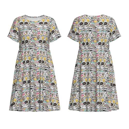 Robe d'été décontractée pour femme imprimé BD chic - 6