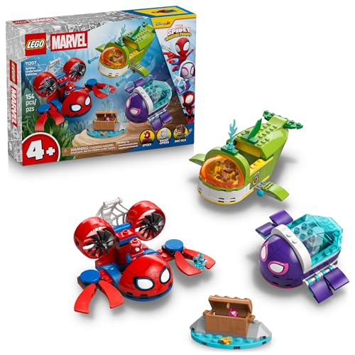LEGO Marvel Spidey and His Amazing Friends Spidey: Underwater Vehicles Building Toy for Kids - Super Hero Pretend Play Set for Preschool Boys & Girls, Ages 4+ - Gift Idea for Birthdays - 11207