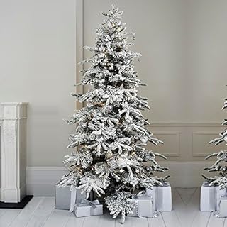 Kaemingk snowy Alaskan fir, artificial Christmas tree, 5 ft, 6 ft, 7 ft, 8 ft, 10 ft pine spruce metal fir Christmas, nature, realistic, traditional green, frost, snowy, Snowy Alaskan Fir, 5ft (150cm)