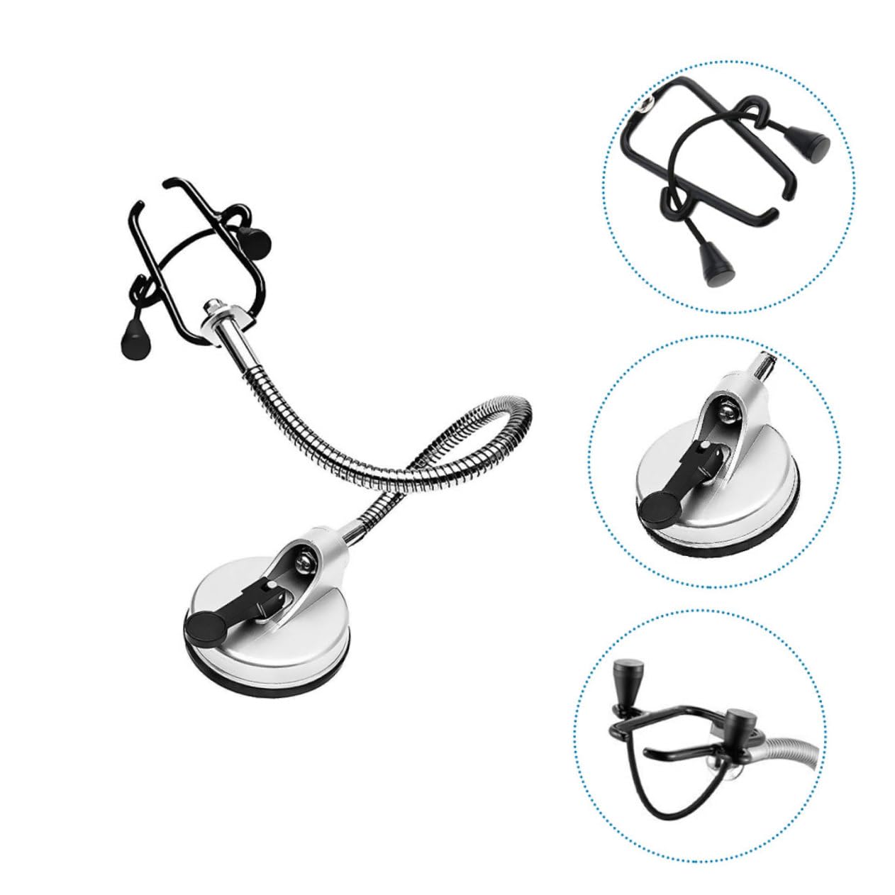MAGICLULU Supporto Rotante per Asciugacapelli 360° Nero in Lega | Fissaggio Semplice, Capacità di Carico Elevata, Fibbia Elastica Robusta, Rivestimento Antigraffio in Gomma