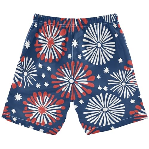 Boys Beach Board Shorts Fireworks Fire Festival Swim Trunk Teen Swimwear 8-16Y Multicolor2