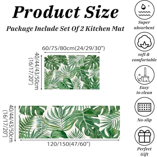 Alfombra de cocina de 2 piezas tropical lavable para pasillos interiores 3