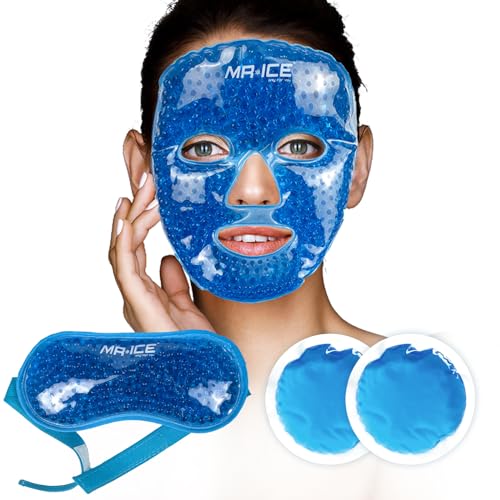 Gel Face Mask Eye Cooling Masks for Face - 3 Kits Full Face Ice Mask with Soft Plush Backing- Cold Face Eye Mask Ice Pack Cold Compress for Puffy Eyes, Migraine Relief, Sinus Face Puffiness, Skin Care