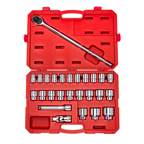 Exclusive Discount 90% Price TEKTON 3/4 Inch Drive 6-Point Socket & Ratchet Set, 27-Piece (19-50 mm)  SKT35204
