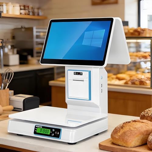 Caja registradora con Sistemas TPV, Caja registradora Inteligente Todo en uno con IA para pequeñas Empresas, con Pantalla táctil de 15,6", cajón de Efectivo, Impresora de 58 mm