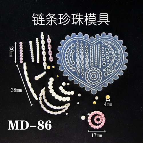 Molde 3D de silicona para arte de uñas con diseño floral y cadena miniatura 6