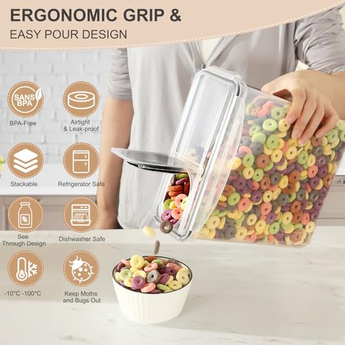 YASHE Cereal Storage Containers, 4Pcs Plastic Food Storage Containers with Lids Airtight, Durable Food Grade BPA-Free Cereal Containers with 16 Labels & 1 Marker - Image 5