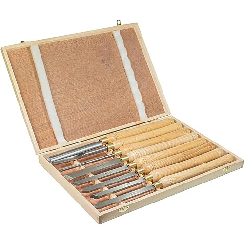 Holzmann Drechseleisen 8-Tlg Drechselbeitel Drechselmesser Drechselsatz Zum Drechseln Drechselbeitel Mit Holzgriff in Holzbox HSS-Qualitätsstahl Drechselzubehör