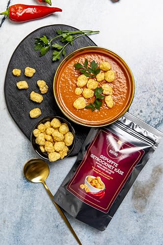 PUFFINS - Knuspriger Käse Keto Snack - Goudakäse - 100% Käse - Ohne Zucker, Kohlenhydrate - Protein Snack - Glutenfrei, Viel Eiweiß - mit Chilli - 4x50g