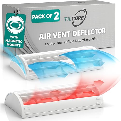 Air Vent Deflector with 6-Way Multi-Directional Airflow - 10x4", 2-Pack