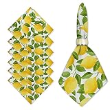 Cloth Napkins 6pcs Watercolor Big Lemon with Leaves Pattern Dinner Table Napkins,Reusable I Washable