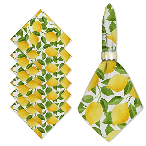 Cloth Napkins 6Pcs Watercolor Big Lemon With Leaves Pattern Dinner Table Napkins,Reusable I Washable I Wrinkle Free I Comfortableipolyester Napkins For Home Holiday Party Wedding Decoration 2020 Inch #TOP7