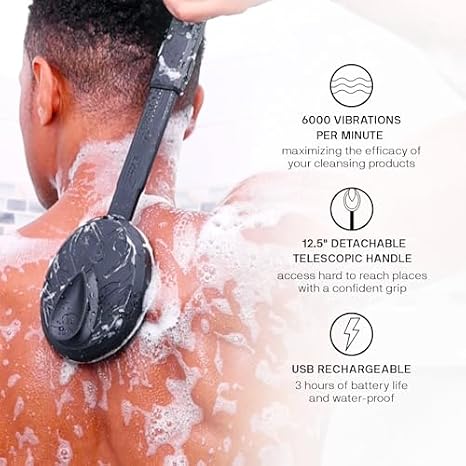 Black Wolf Face & Sonic Body Scrubber & Charcoal Powder Body Wash for Men