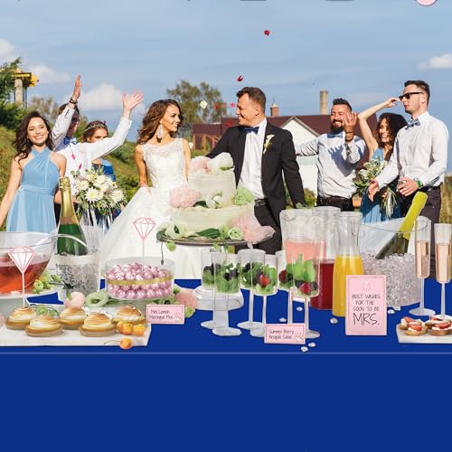 Image of WNINK 4 Pack Royal Blue Tablecloths Disposable Table Covers 54 inch x 108 inch Table Cloths for BBQ Birthday Picnic Bridal Shower Wedding Plastic Table Cloths for Parties Fits 6 to 8 Foot Rectangle Tables