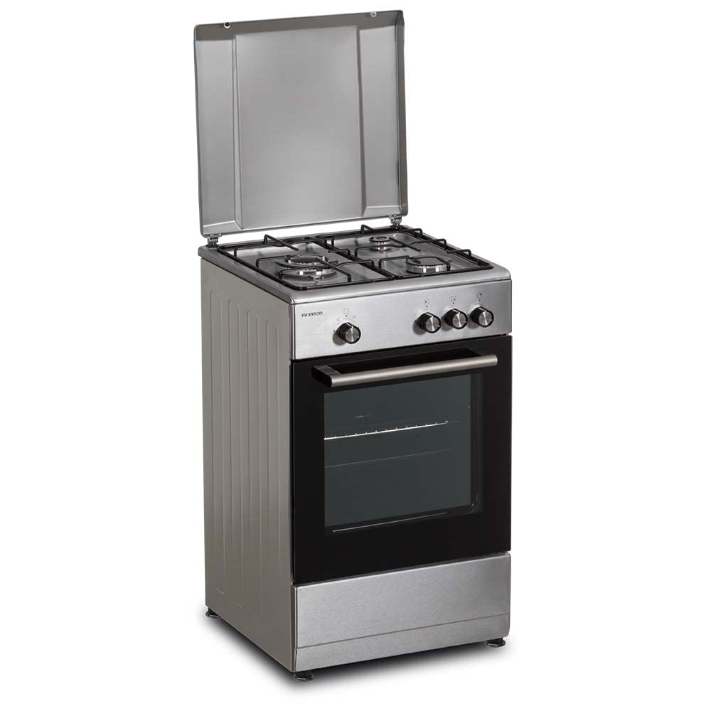 INFINITON Cocina de gas CC57TAC - Ancho 50cm, 3 Zonas, Inox, Quemadores con seguridad FFSD, compatible gas Natural y Butano