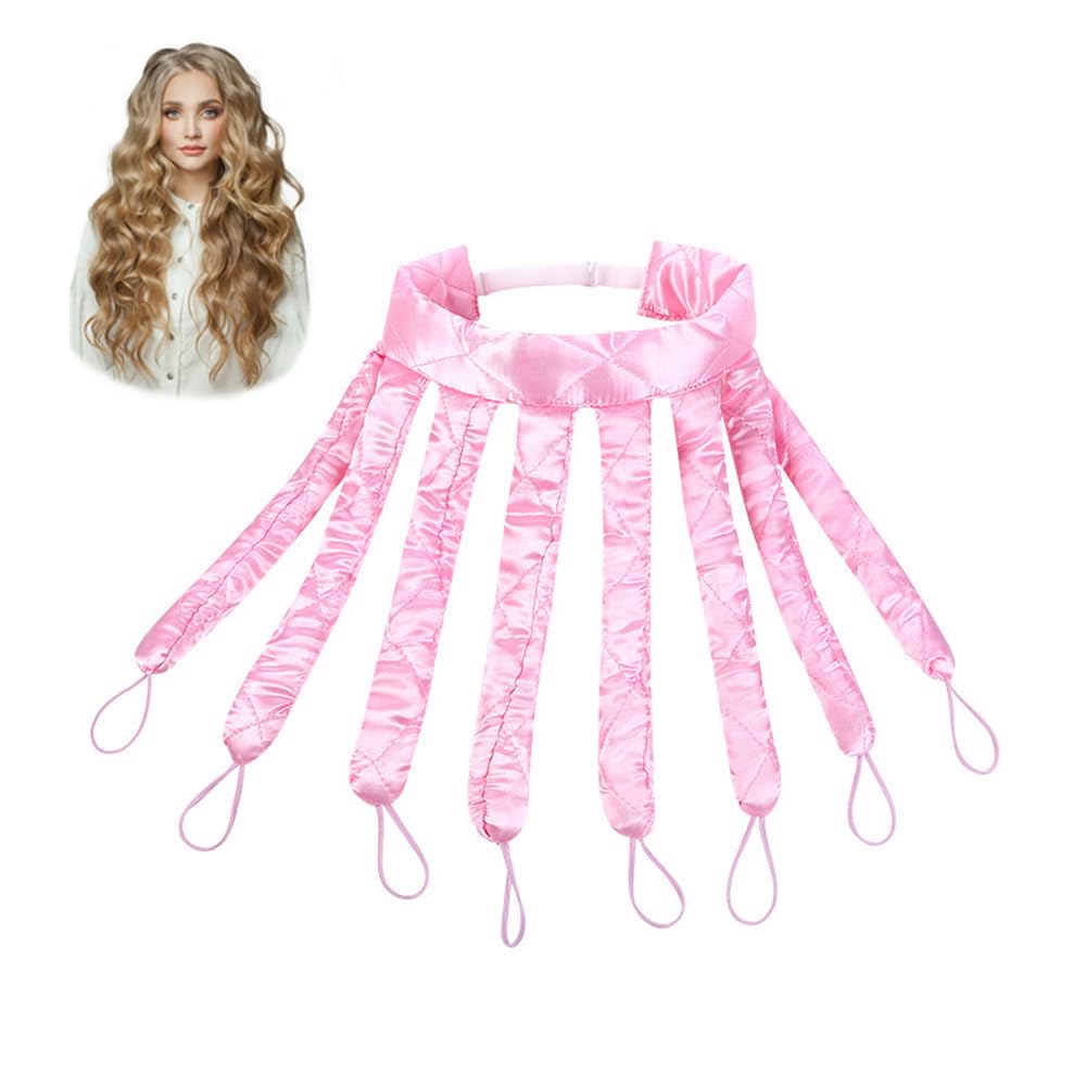 RIIEBBQ Rizador Pelo Sin Calor Seda Heatless Hair Curlers No Heat Pulpo Rizador Pelo Ondas Sin Calor Tubo Rizos Sin Calor para Cabello Modelador Rulos Flexibles para Rizar Pelo Cinta Wave Formers-Rosa