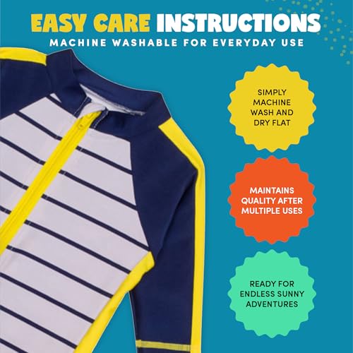 Image of SwimZip UPF50+ Boys Swim Shirt, Long Sleeve One Piece Kids Sunsuit