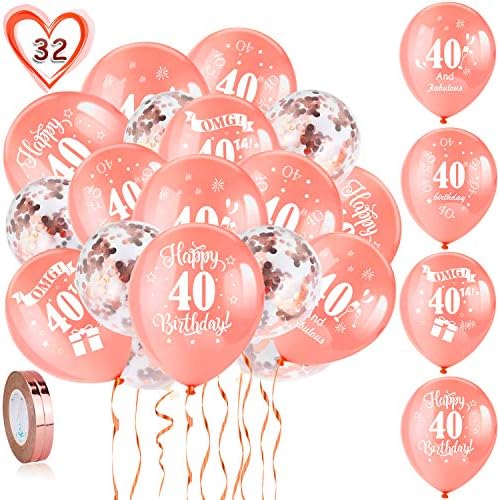 HOWAF 18th Birthday Balloons, Pack Of 30 Rose Gold Birthday Balloons Latex Confetti Balloons & 2 Ribbons for Boys Girls Happy 18th Birthday Party Decorations Supplies - 12 inch (Age 18)