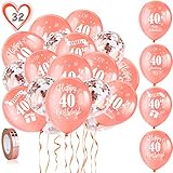 30 globos de oro rosa para el 40 cumpleaños: obtendrás 20 globos de látex para el 40 cumpleaños, 10 globos de confeti de oro rosa.También viene con 2 rollos de cintas de oro rosa, suficientes para satisfacer las necesidades de decoración de tu fiesta.