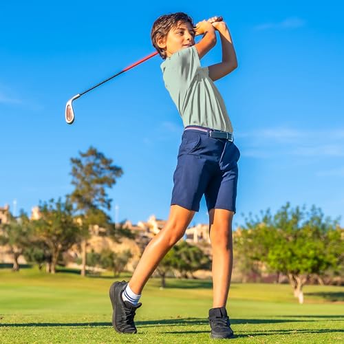 Image of Boys Polo Shirts Short Sleeve Striped Performance Moisture Wicking Dry Fit Golf Shirts for Boys Youth Kids