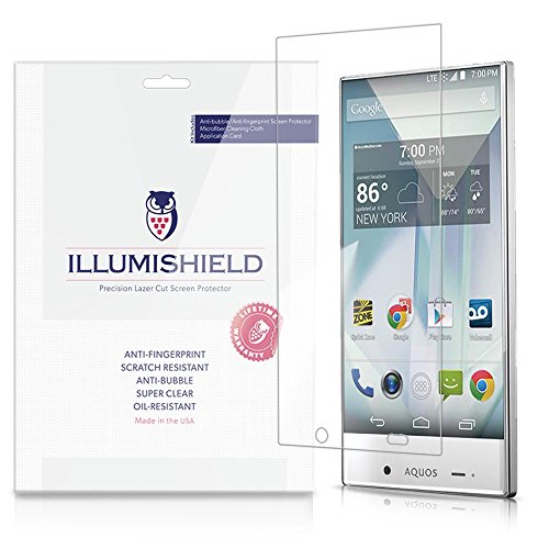 ILLUMISHIELD Screen Protector Compatible with Sharp Aquos Crystal (3-Pack) Clear HD Shield Anti-Bubble and Anti-Fingerprint PET Film