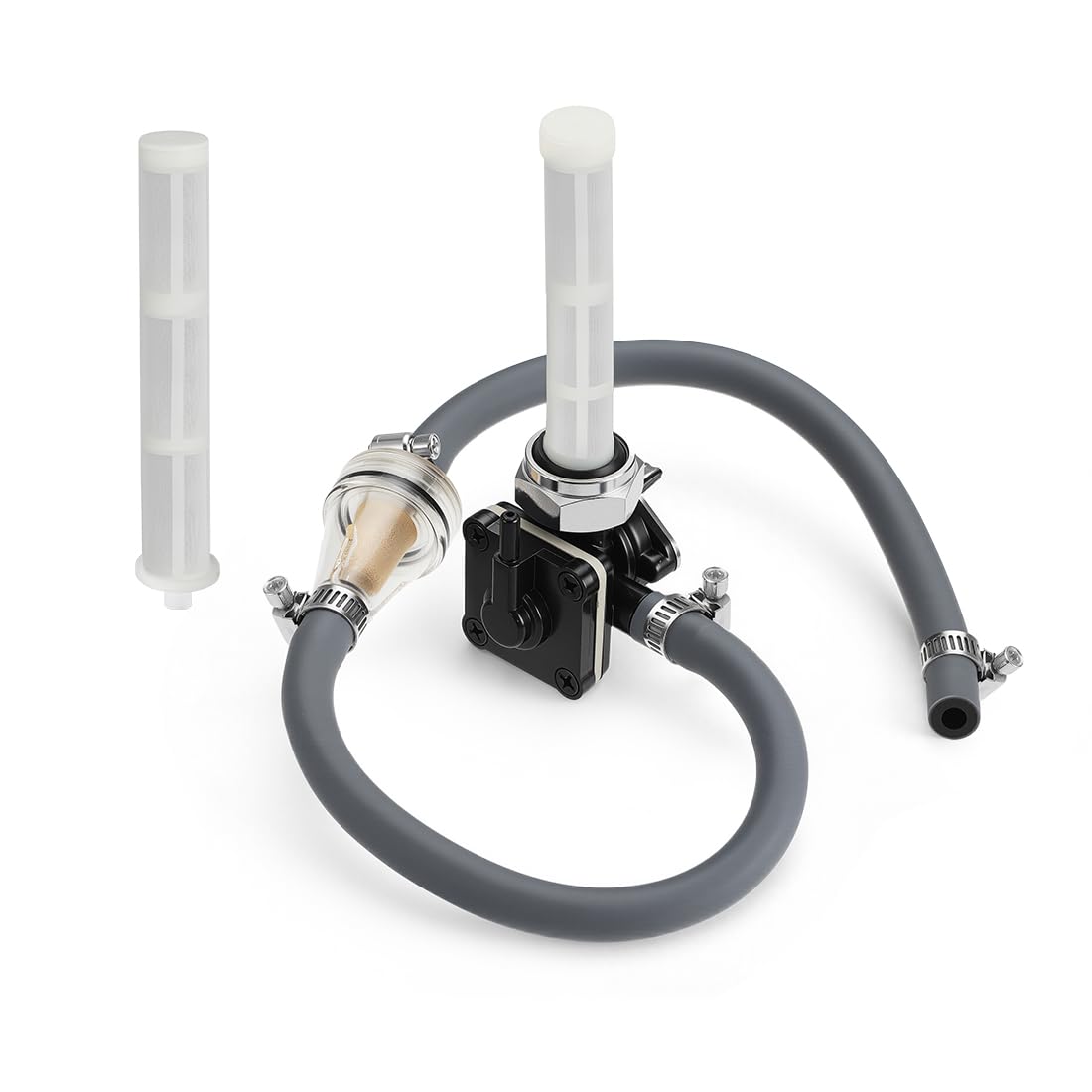Kraftstoffhahn Petcock 22mm linker Ausgang passend für Harley Softail Custom FXST Dyna Super Glide FXD FXR Heritage Softail FLST FLHR Electra Glide FLHTC Road Glide 1993-2001 Benzinhahn 61338-94D