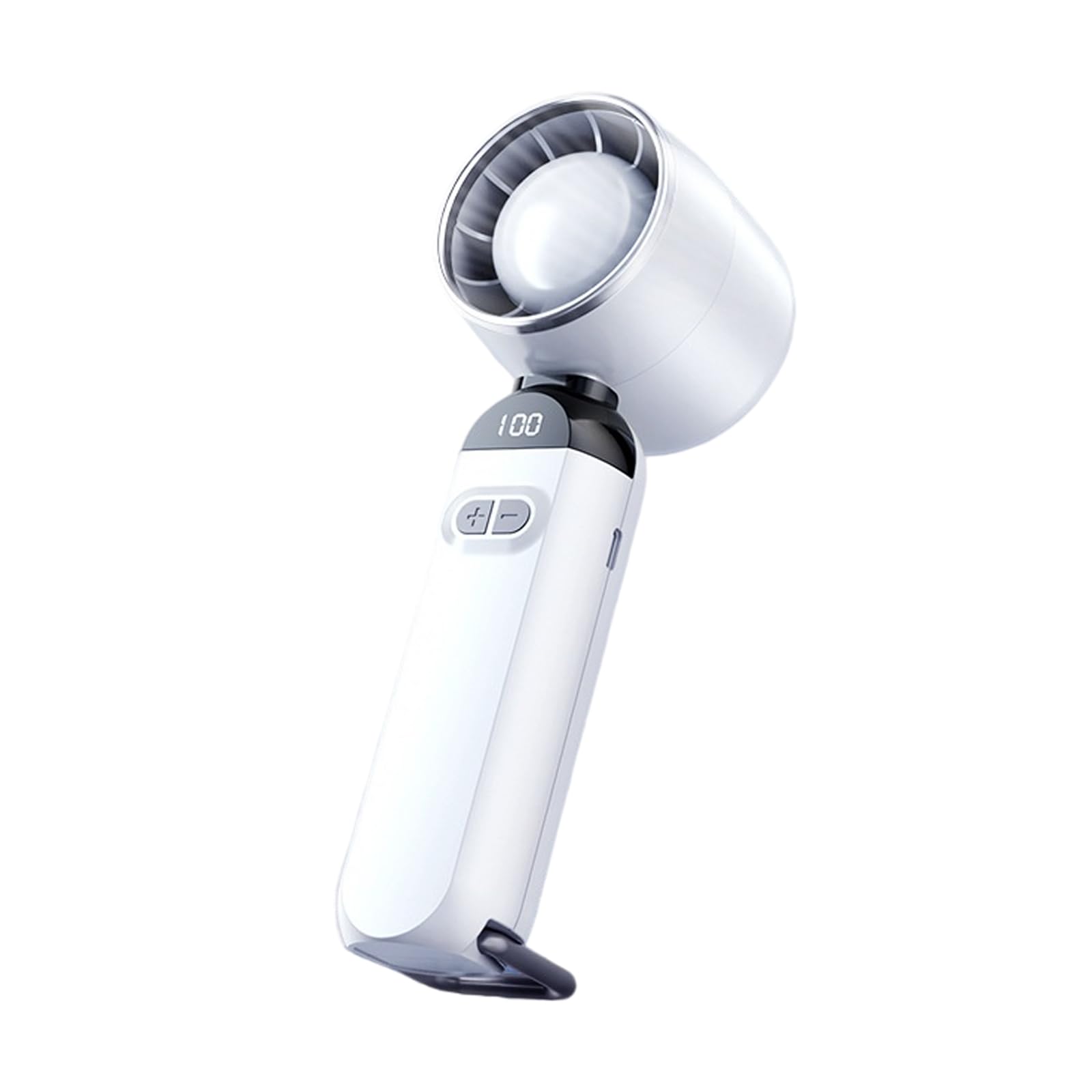 Portable Handheld Fan with Digital Display, Foldable Hook Rechargeable Mini Hand Fan,Turbo Powerful Personal Cooling Fan, USB Battery Operated Pocket Fan for Outdoor Travel Office Camping (White)