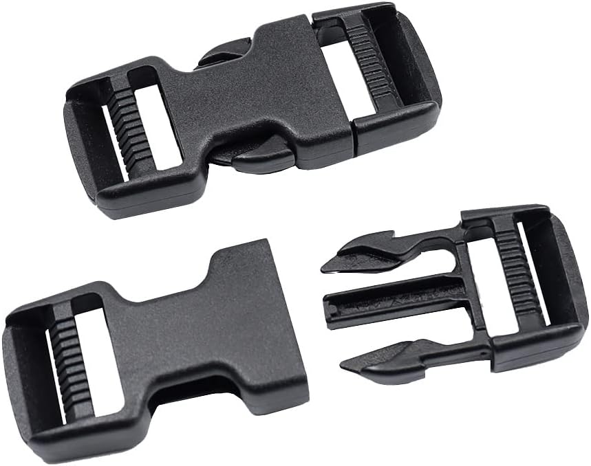 Quick Side Release Buckles,1" Wide 2 Pack Military Grade Dual Adjustable No Sewing Clips Snaps Heavy Duty Plastic Replacement for Backpack Fanny Pack Nylon Webbing Plastic Buckle Replacement