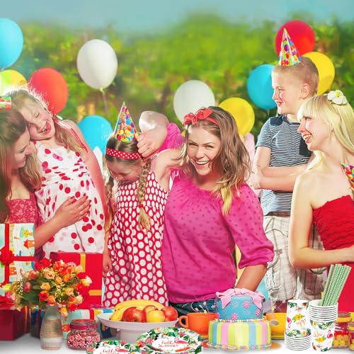 Flamingo Partygeschirr Set,Hawaii Geburtstag Deko Pappteller Kindergeburtstag mit Flamingo,Ananas Party Teller für Urlaub Sommer Deko Junge Mädchen Partys 16 Gäste